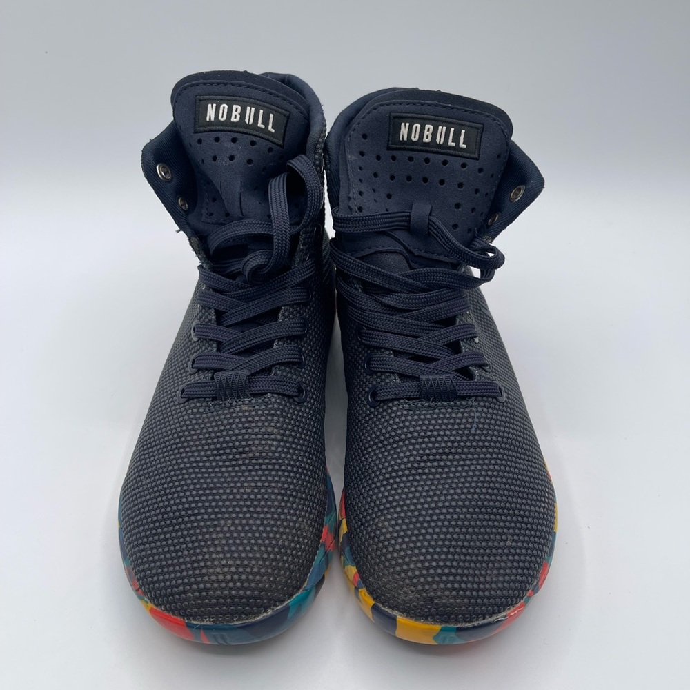 NOBULL Black High-Top Trainers with Colorful Patterned Sole - Picture 2 of 8